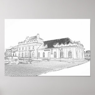 Poster Biélorussie Porechye Parecca Architecture Station