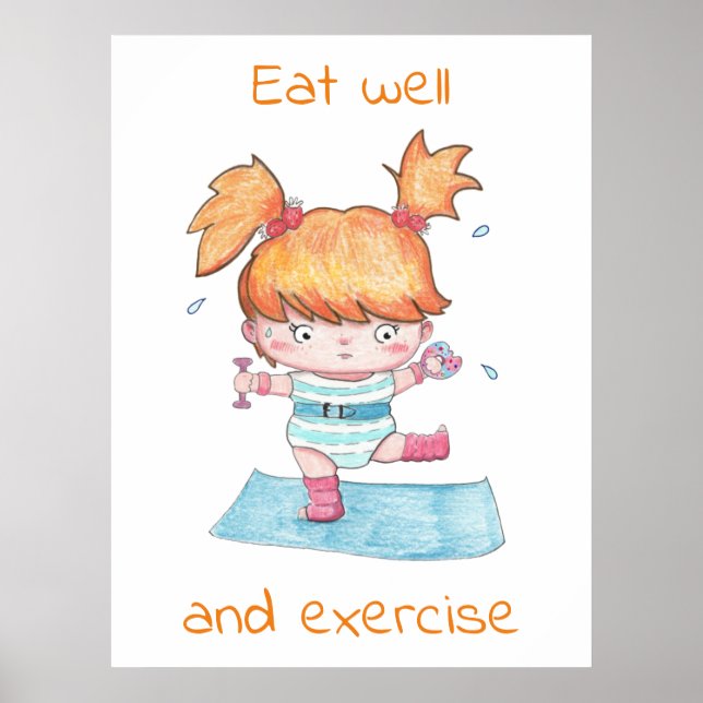 Poster Bien Manger Et Exercice / Drôle Motivationnel (Devant)