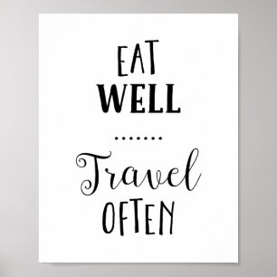 Poster Bien Manger Voyage Souvent Typographie Imprimer