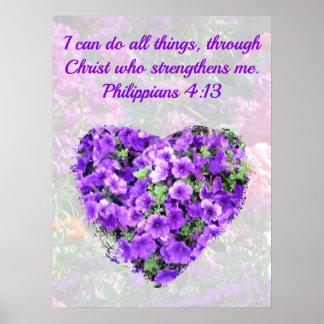 POSTER BIEN PURPLE BIBLE FLORALE VERS PHILIPPIENS 4:13