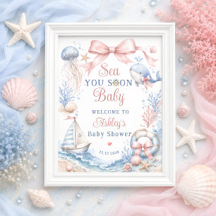 Poster Bientôt de retour fille Baby Baby Shower Bienvenue