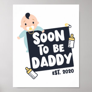 Poster Bientôt Être Papa 2020 Papa Être Faire-part Bébé