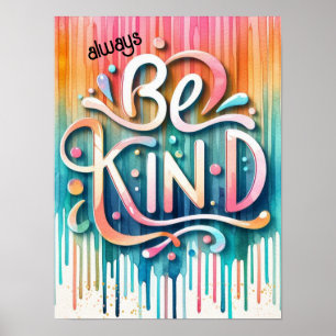Poster Bienveillance en Couleur Gouttes de Peinture Ombré