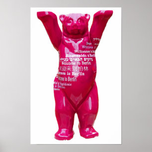 Poster Bienvenue à Berlin Teddy Bear, retour blanc