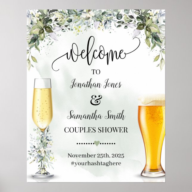 Poster Bienvenue à bulles et brasseries Eucalyptus succul (Devant)