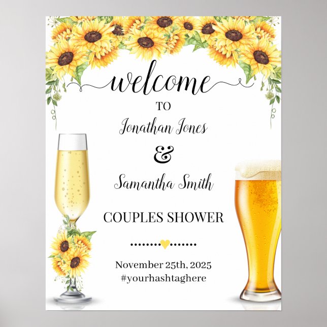 Poster Bienvenue à bulles et brasseries tournesol douche (Devant)