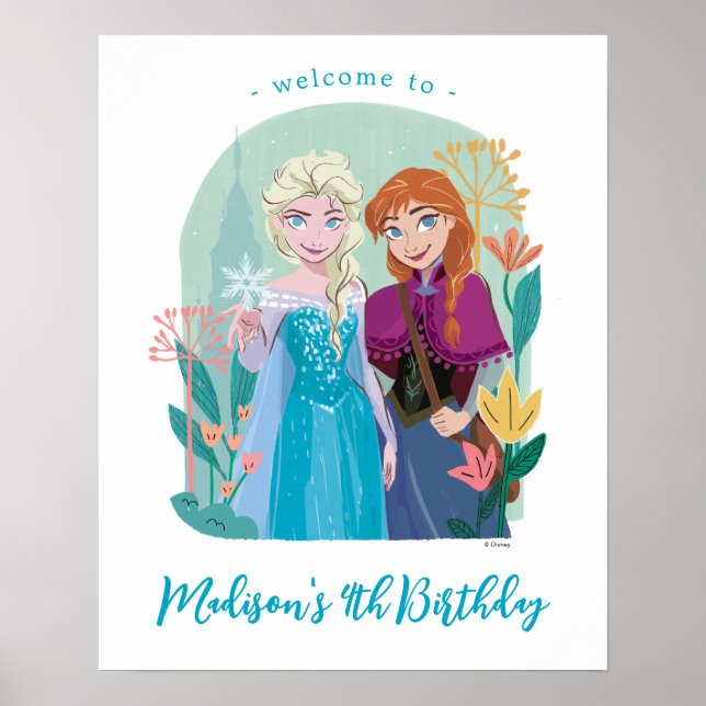 Poster Bienvenue à Disney's Frozen Anna & Elsa (Devant)