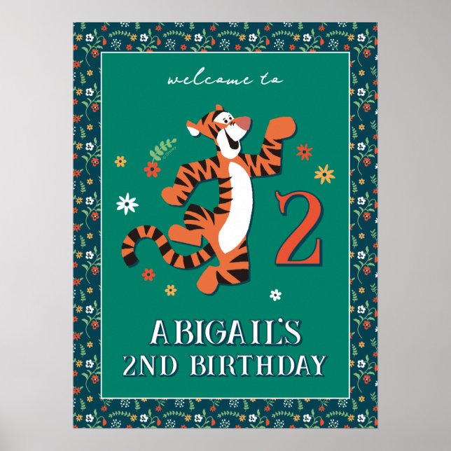 Poster Bienvenue à Disney's Tigger Whimsical Floral Birth (Devant)
