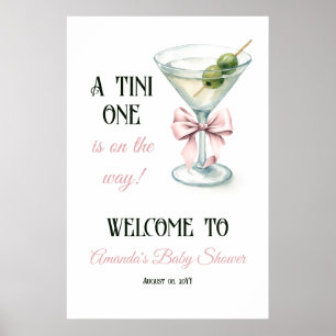 Poster Bienvenue à la Baby Shower A Tini One Martini Arc-