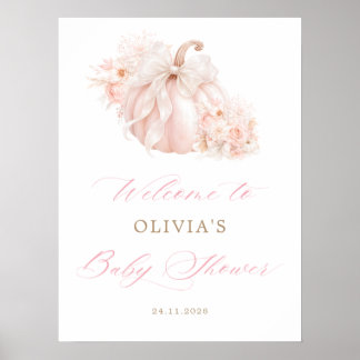 Poster Bienvenue à la Baby Shower au Ruban de Citrouille