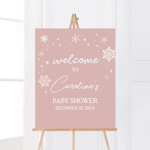 Poster Bienvenue à la Baby Shower aux Flocons de Neige Ro