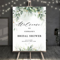 Bienvenue à la Baby Shower avec Eucalyptus et feui