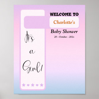 Poster Bienvenue à la Baby Shower avec un dégradé de viol