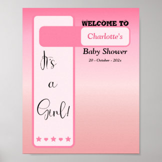 Poster Bienvenue à la Baby Shower avec un dégradé rose et