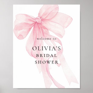 Poster Bienvenue à la Baby Shower avec un Ruban Rose