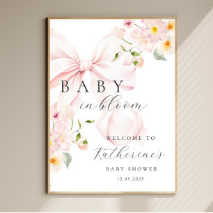 Poster Bienvenue à la Baby Shower Baby In Bloom Ruban Ros
