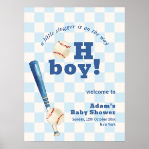 Poster Bienvenue à la Baby Shower Batteur de Baseball à C