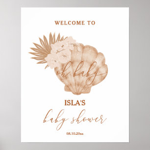 Poster Bienvenue à la Baby Shower Bohème Coquillages