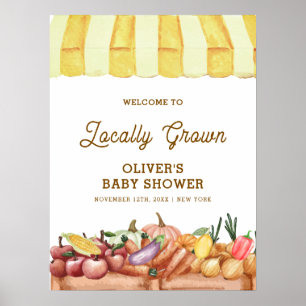 Poster Bienvenue à la Baby Shower Boho Aquarelle Fruits e