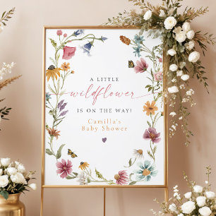 Poster Bienvenue à la Baby Shower Boho Little Wildflower