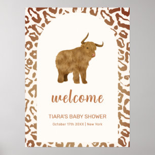 Poster Bienvenue à la Baby Shower Boho Sainte Vache Weste