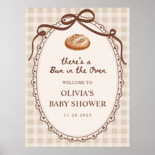 Poster Bienvenue à la Baby Shower Boulangerie Bun in the 