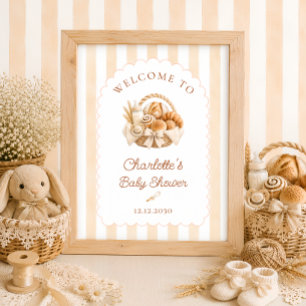 Poster Bienvenue à la Baby Shower Bun en Four de Boulange