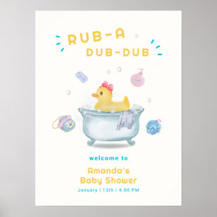 Poster Bienvenue à la Baby Shower Canard Rub A Dub Dub Ba