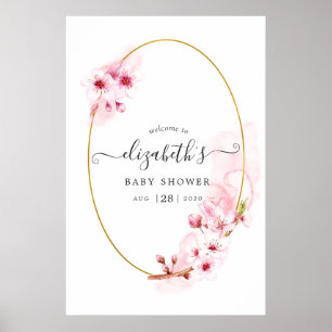 Poster Bienvenue à la Baby Shower Cerisiers en Fleurs