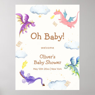 Poster Bienvenue à la Baby Shower Conte de Fées Magique D