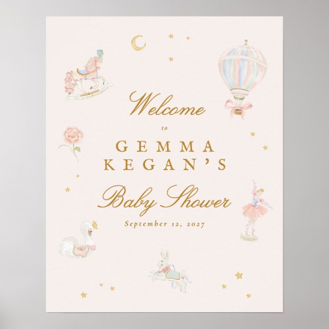 Poster Bienvenue à la baby shower conte de fées pour peti (Devant)