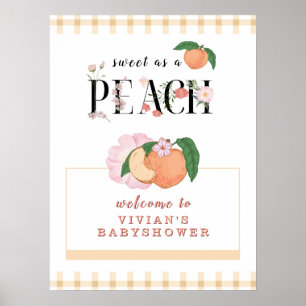 Poster Bienvenue à la Baby Shower de la Douce Petite Pêch