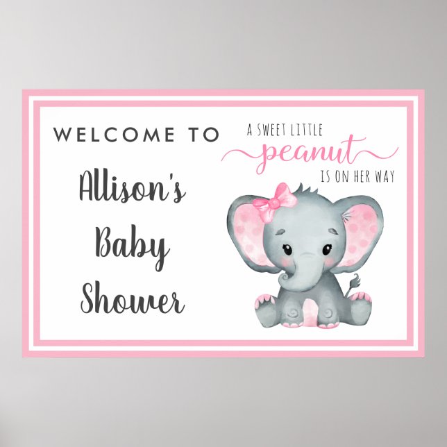Poster Bienvenue à la Baby Shower de la Petite Fille Elép (Devant)
