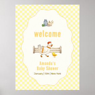 Poster Bienvenue à la Baby Shower de la petite poule de l