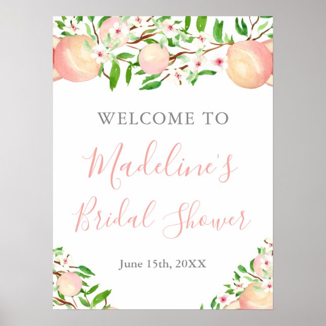 Poster Bienvenue à la Baby Shower de mariage à l'aquarell (Devant)