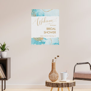 Poster Bienvenue à la Baby Shower de mariage aquarelle du