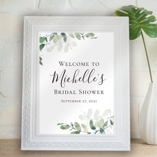 Poster Bienvenue à la Baby Shower de Mariée au Eucalyptus (Créateur téléchargé)