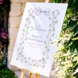 Poster Bienvenue à la Baby Shower de Mariée aux Fleurs Sa