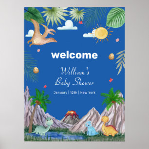 Poster Bienvenue à la Baby Shower du Bébé Dinosaure de la