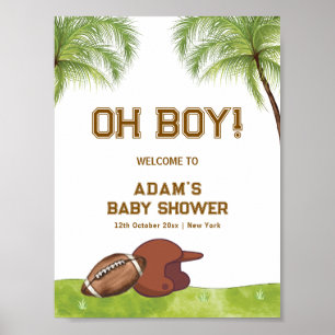 Poster Bienvenue à la Baby Shower du Garçon au Football s