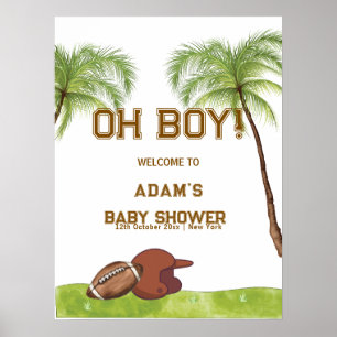 Poster Bienvenue à la Baby Shower du Garçon au Football s