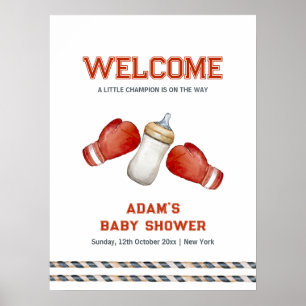 Poster Bienvenue à la Baby Shower du Petit Champion Garço