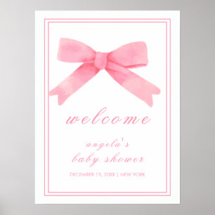 Poster Bienvenue à la Baby Shower Fille Arc-en-Ciel Rose