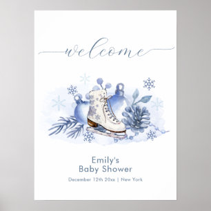 Poster Bienvenue à la Baby Shower Flocon de Neige de l'Hi