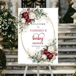 Poster Bienvenue à la Baby Shower Floral de Marron