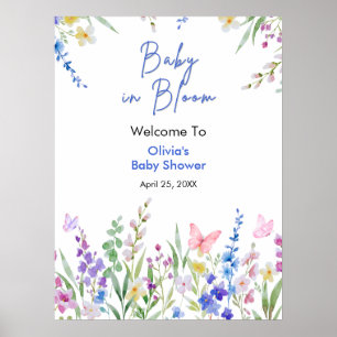 Poster Bienvenue à la Baby Shower Florale de Printemps Bé