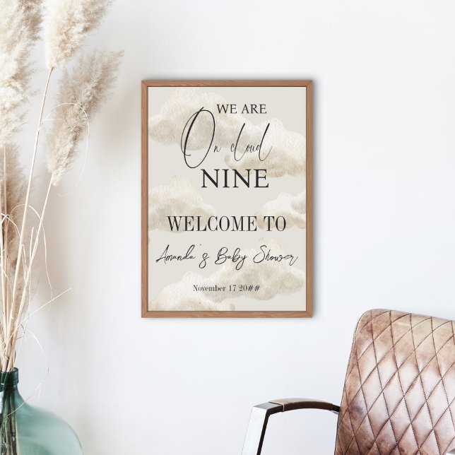 Poster Bienvenue à la Baby Shower Genre Neutre Cloud Nine (Créateur téléchargé)