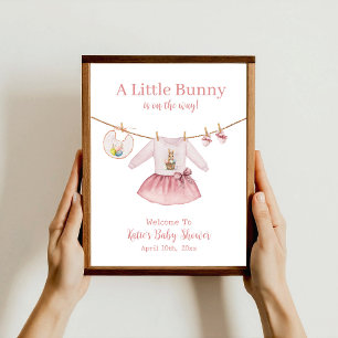 Poster Bienvenue à la Baby Shower Lapin de Pâques Fille e