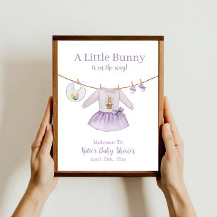 Poster Bienvenue à la Baby Shower Lapin de Pâques Robe Vi
