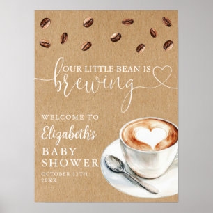Poster Bienvenue à la Baby Shower Little Bean Brewing Cof